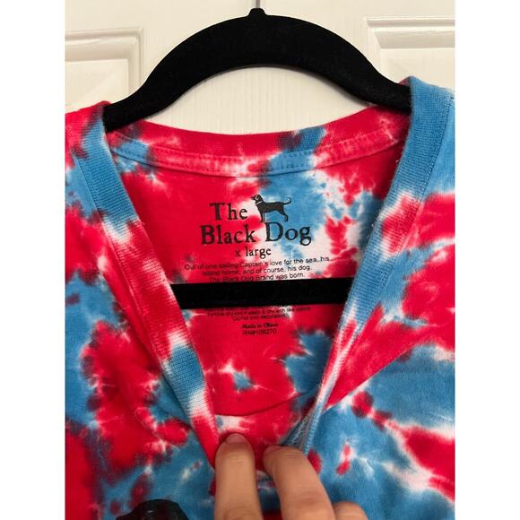 The Black Dog Red Blue Tie Dye Tavern Martha's Vineyard Cotton T-Shirt Size XL - Picture 3 of 5